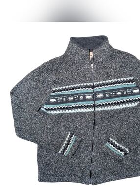 Woolrich Nordic Pattern Lodge Zip Up Cabincore Cardigan Medium